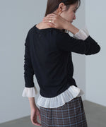 裾フリルヘンリーネックカットソー