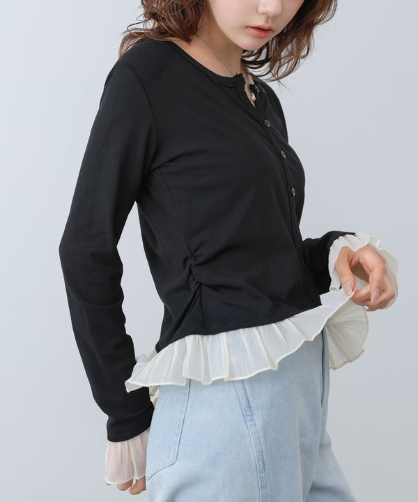 【2026SS】裾フリルヘンリーネックカットソー
