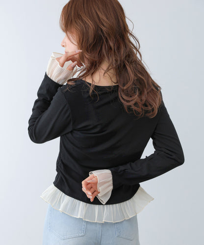 【2026SS】裾フリルヘンリーネックカットソー