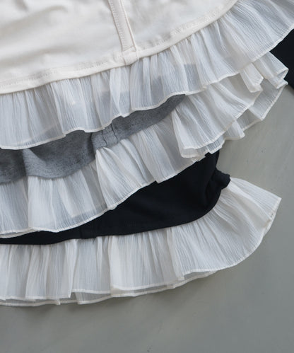 【2026SS】裾フリルヘンリーネックカットソー