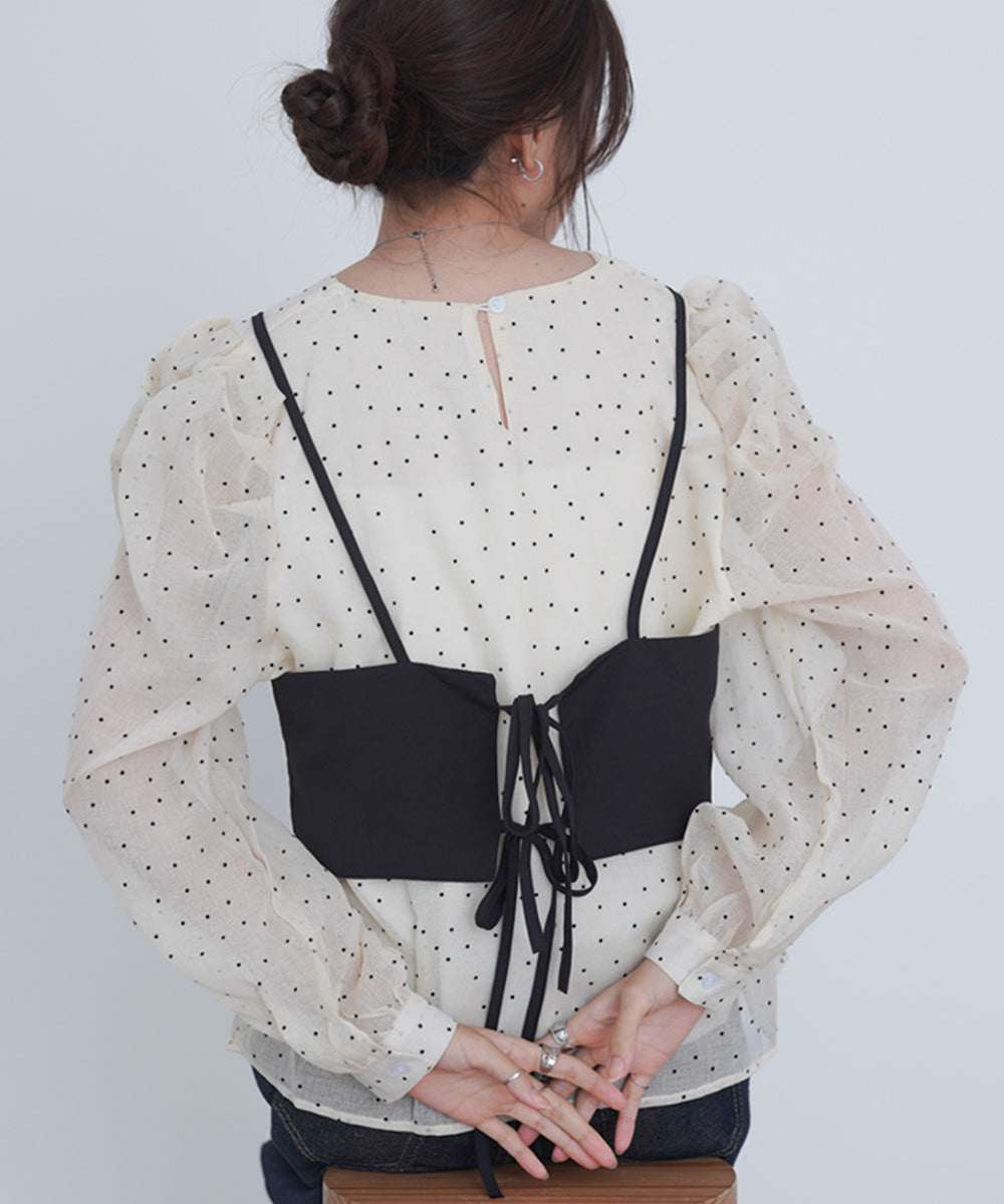 ビスチェSETドットブラウス