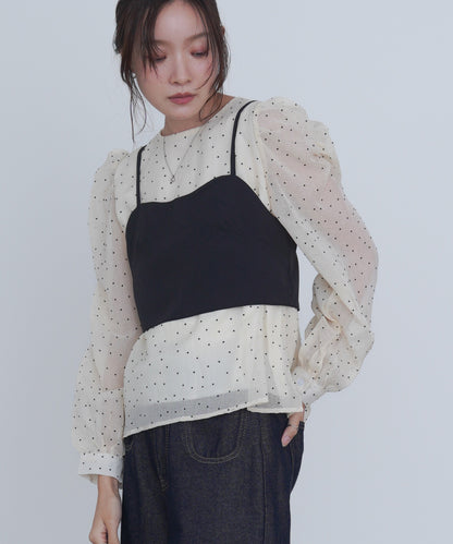 ビスチェSETドットブラウス