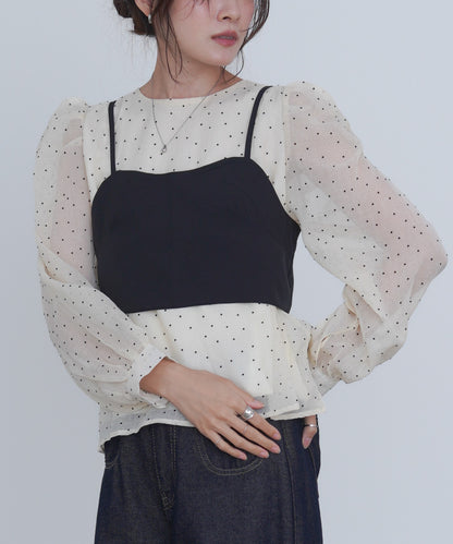 ビスチェSETドットブラウス