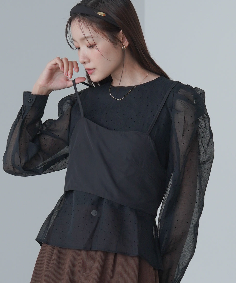 ビスチェSETドットブラウス