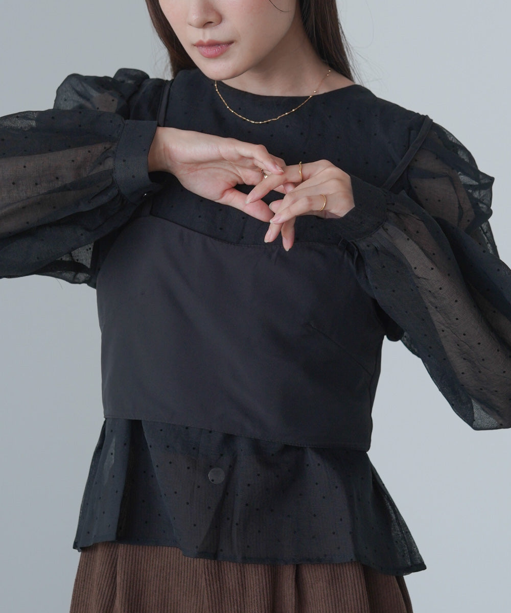 ビスチェSETドットブラウス