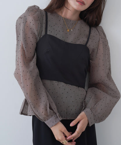 ビスチェSETドットブラウス