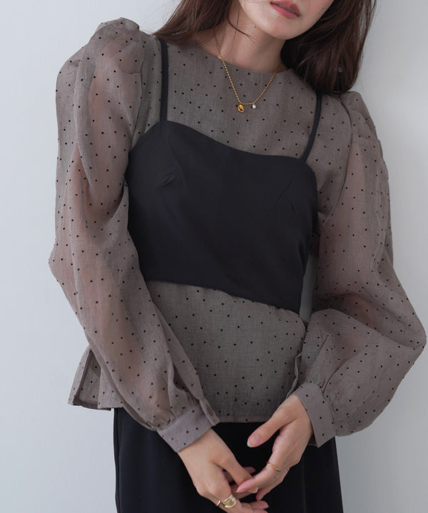 ビスチェSETドットブラウス