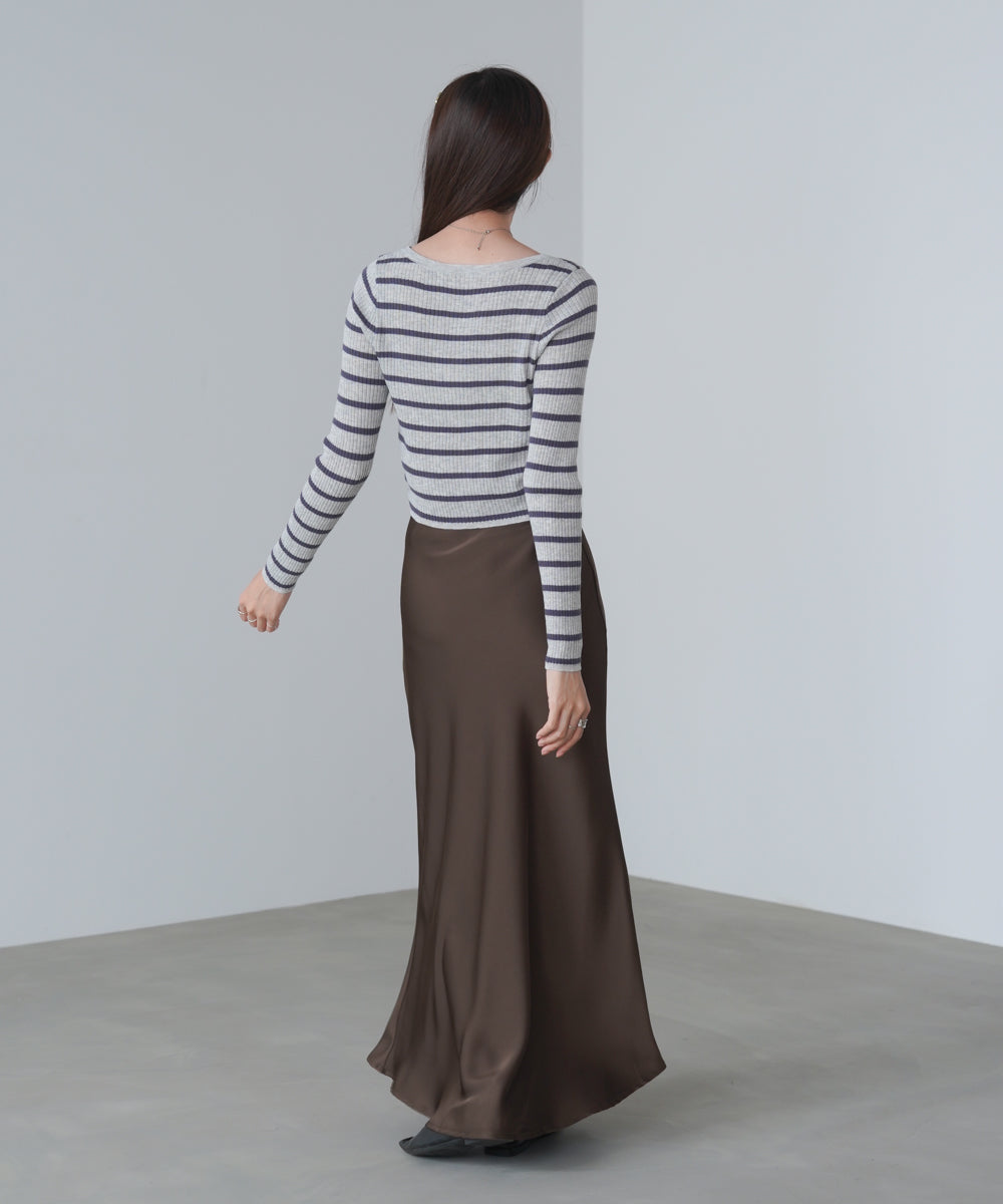 シアーボーダーニットカーディガン