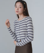 シアーボーダーニットカーディガン