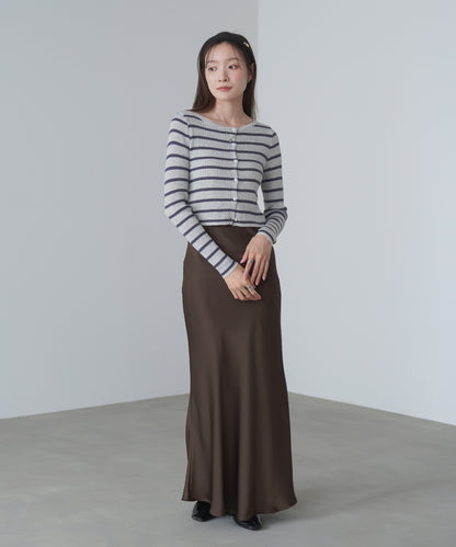 シアーボーダーニットカーディガン