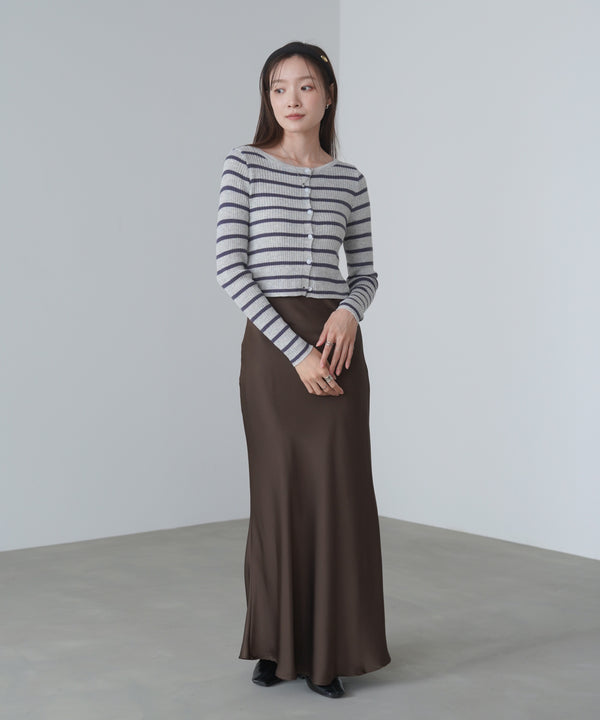 シアーボーダーニットカーディガン