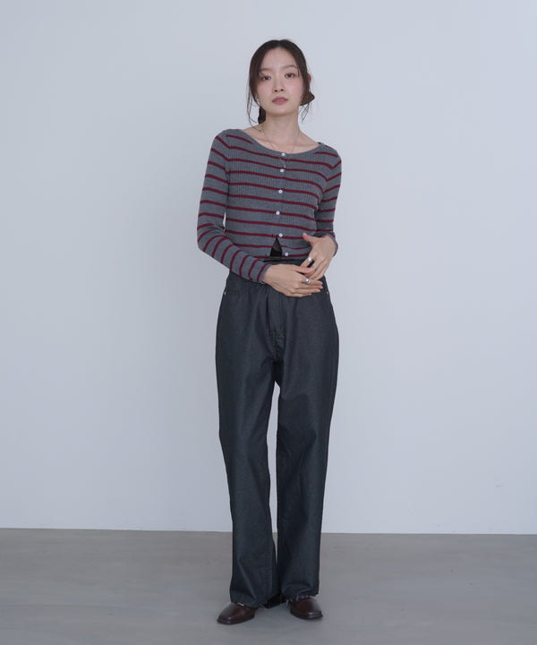 シアーボーダーニットカーディガン