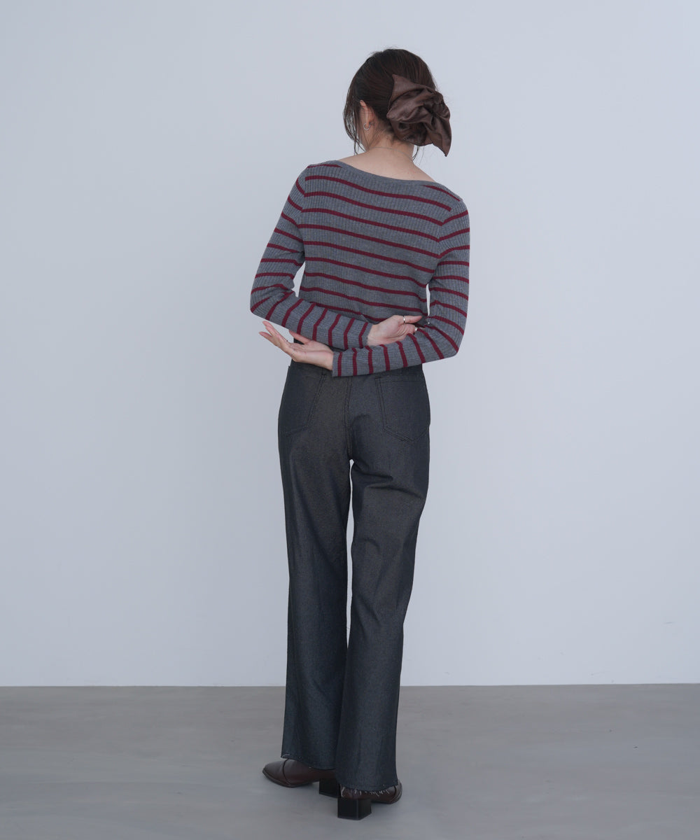 シアーボーダーニットカーディガン