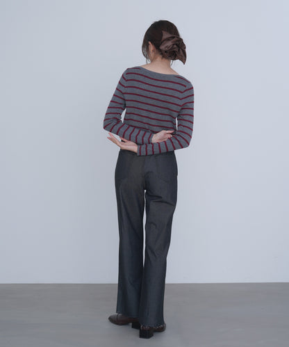 シアーボーダーニットカーディガン