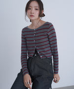 シアーボーダーニットカーディガン