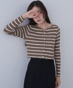 シアーボーダーニットカーディガン