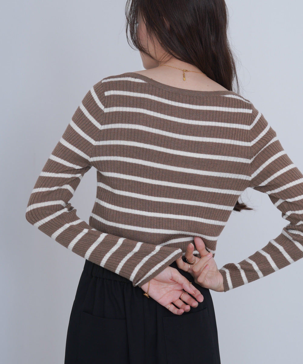 シアーボーダーニットカーディガン