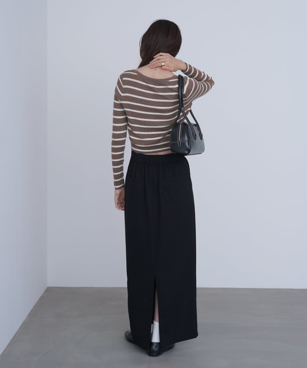 シアーボーダーニットカーディガン