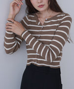 シアーボーダーニットカーディガン