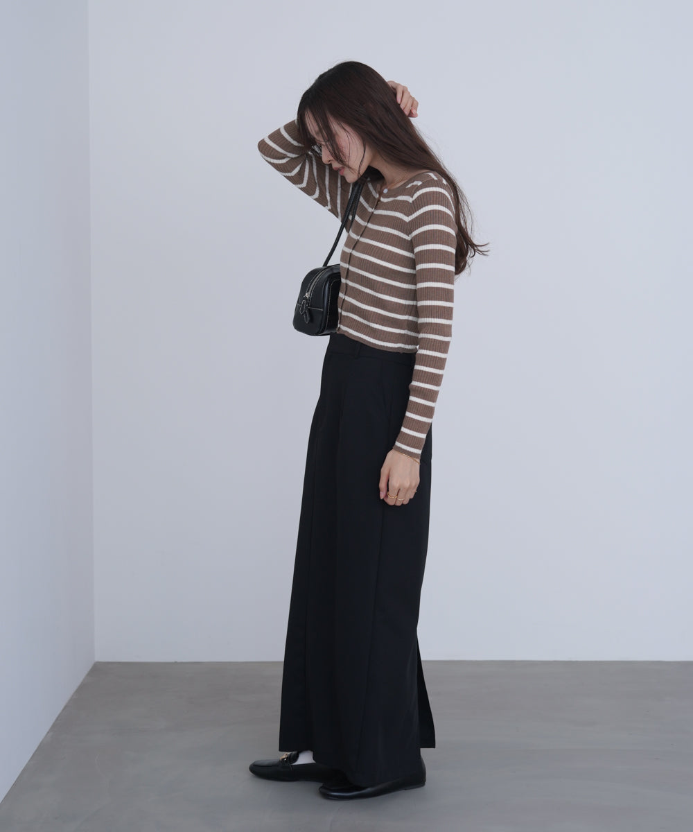 シアーボーダーニットカーディガン