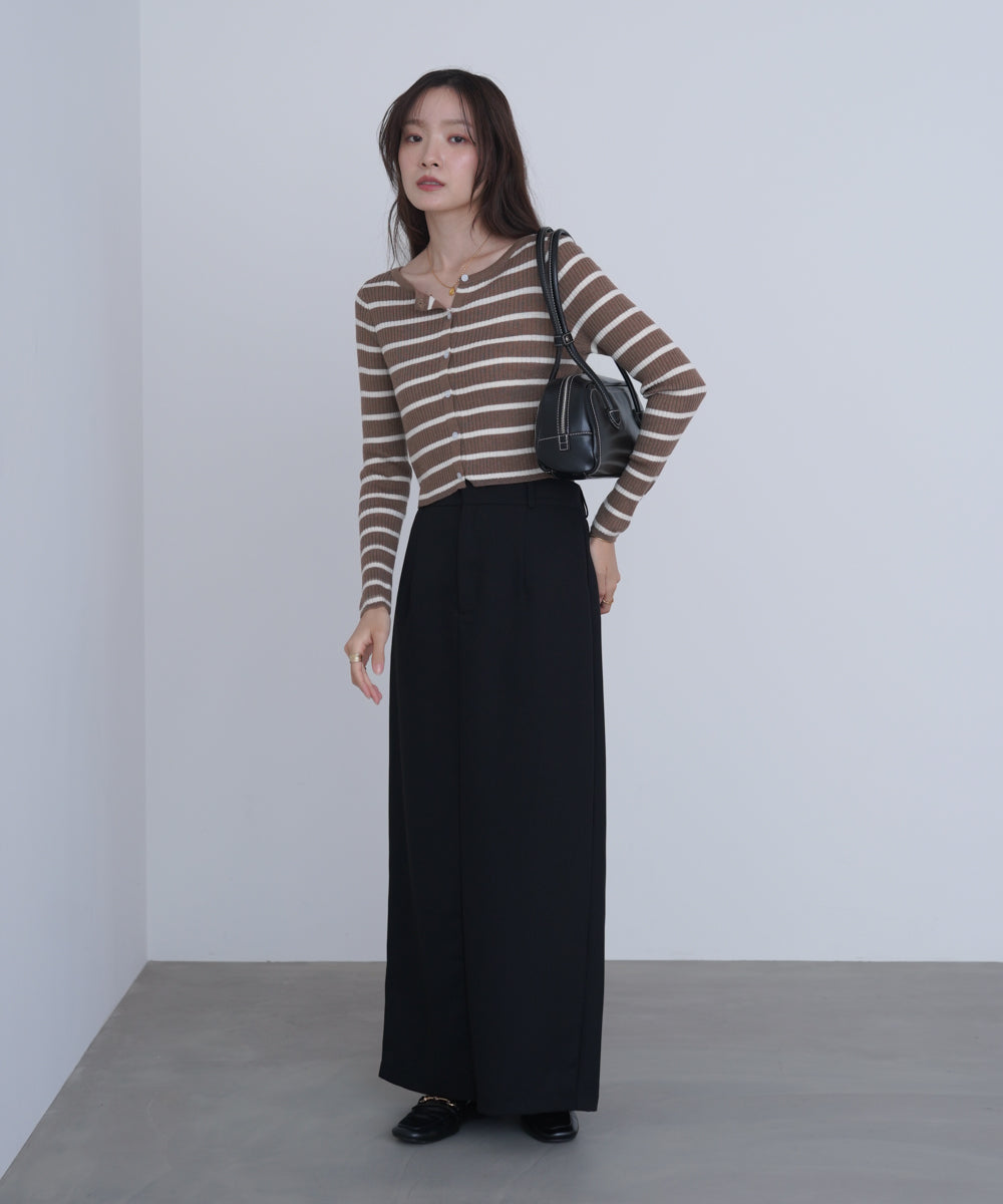 シアーボーダーニットカーディガン