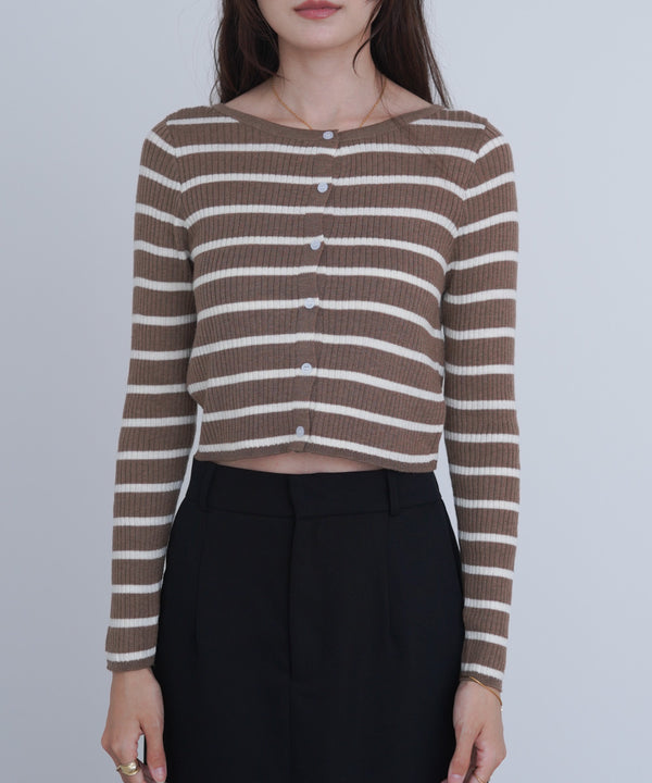 シアーボーダーニットカーディガン