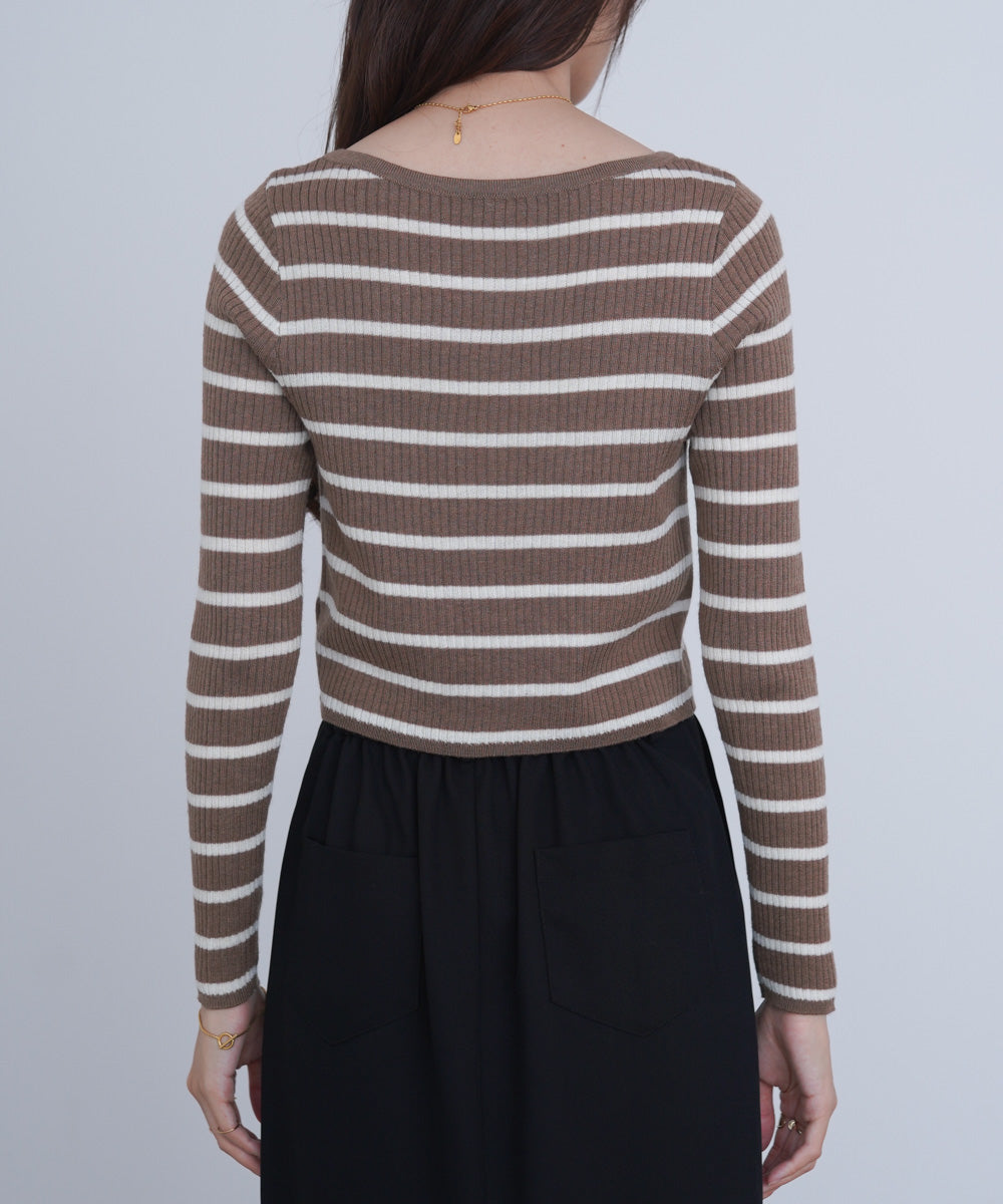 シアーボーダーニットカーディガン