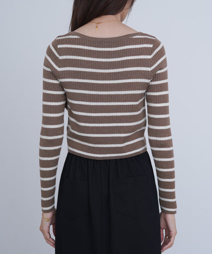 シアーボーダーニットカーディガン