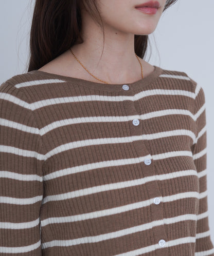 シアーボーダーニットカーディガン