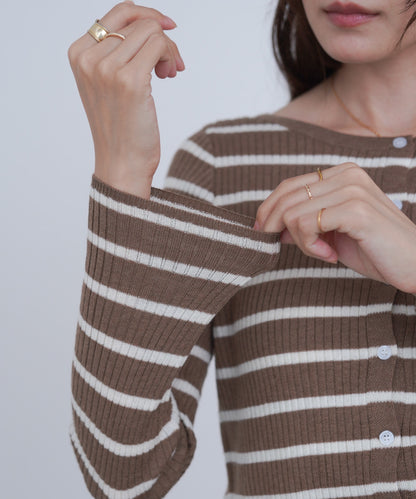 シアーボーダーニットカーディガン