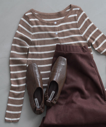 シアーボーダーニットカーディガン