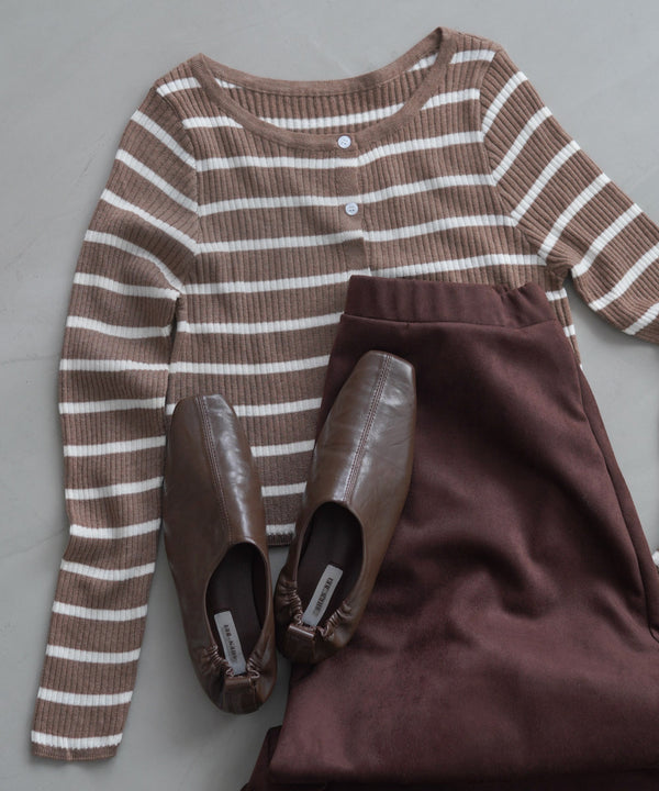 シアーボーダーニットカーディガン