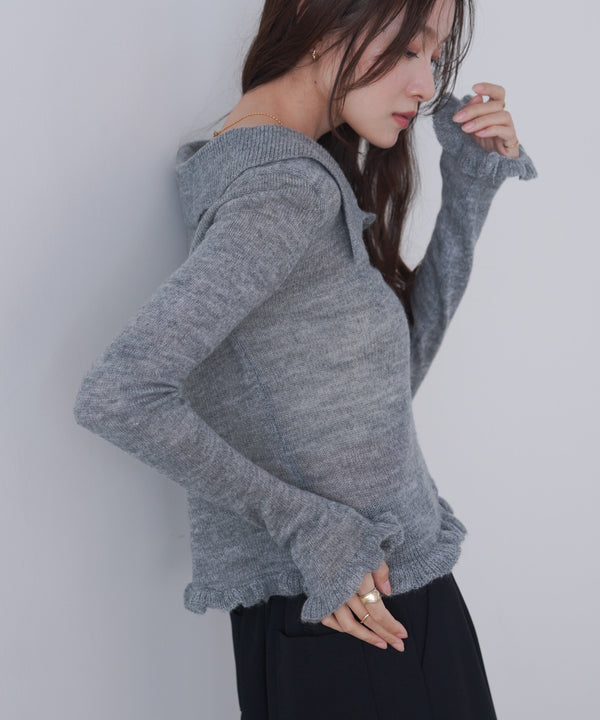 フリルニットカーディガン