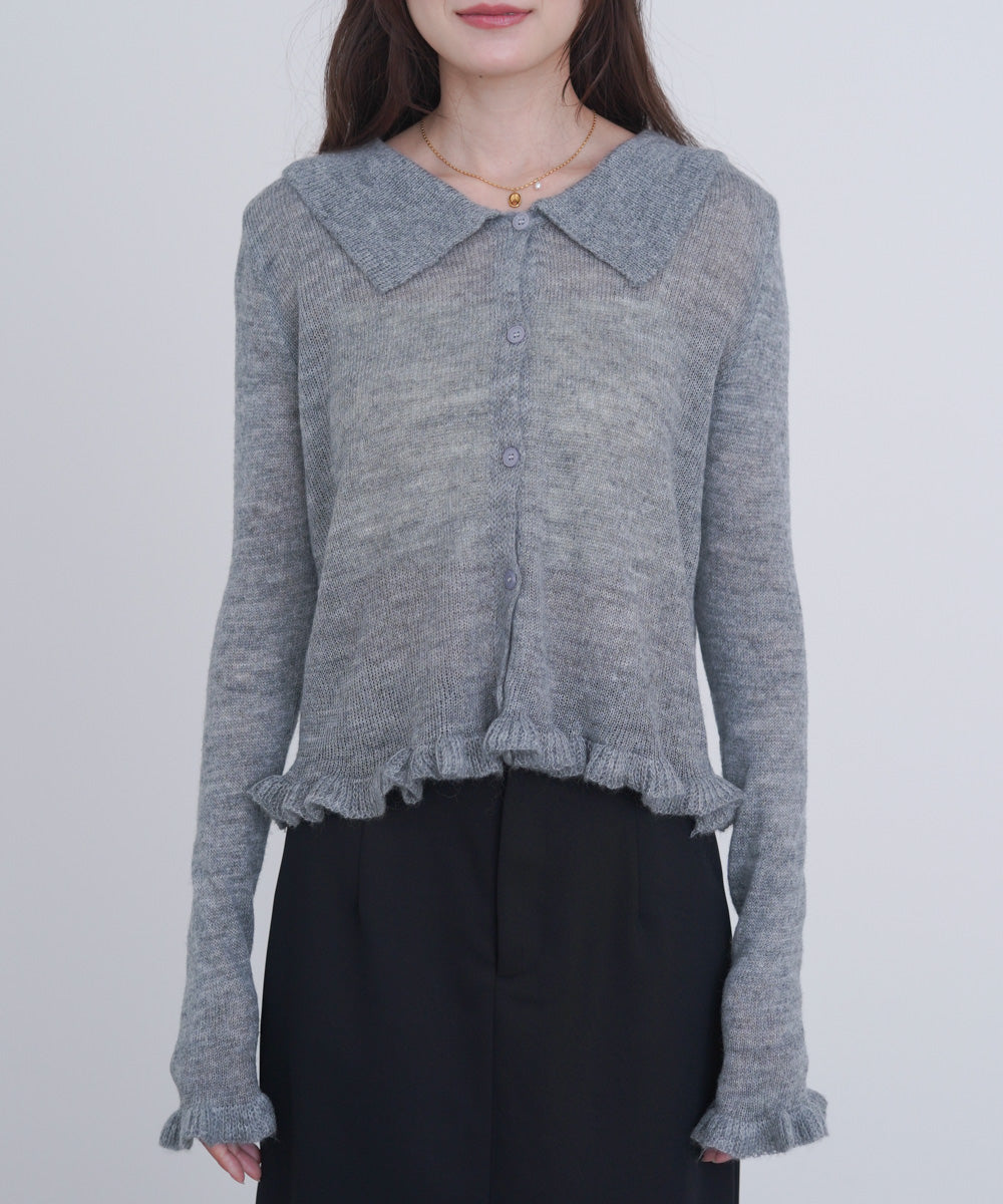 フリルニットカーディガン