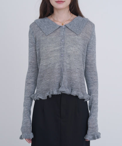 フリルニットカーディガン