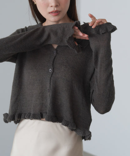 フリルニットカーディガン