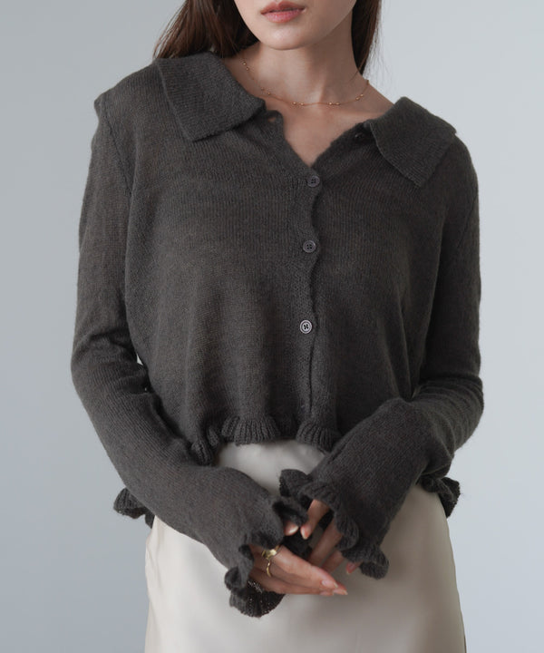 フリルニットカーディガン