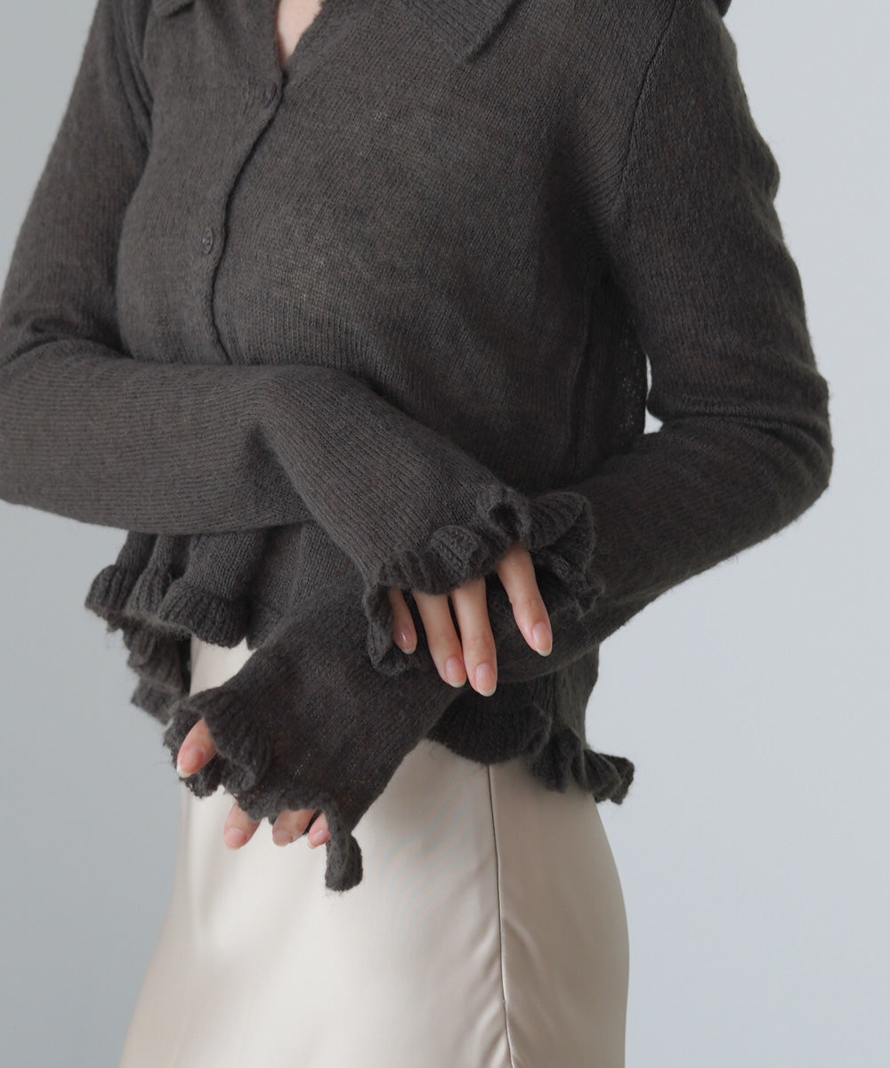 フリルニットカーディガン