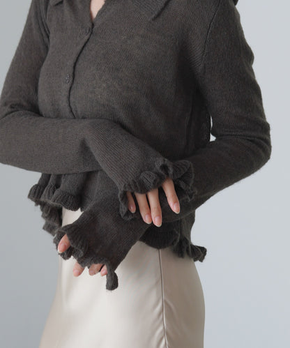 フリルニットカーディガン