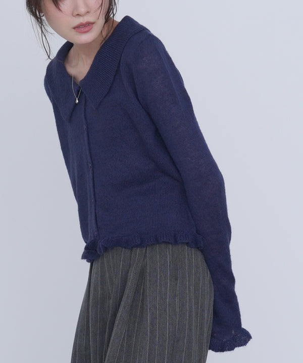 フリルニットカーディガン