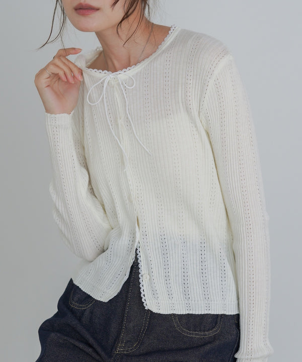 リボンカーディガン