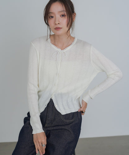 リボンカーディガン