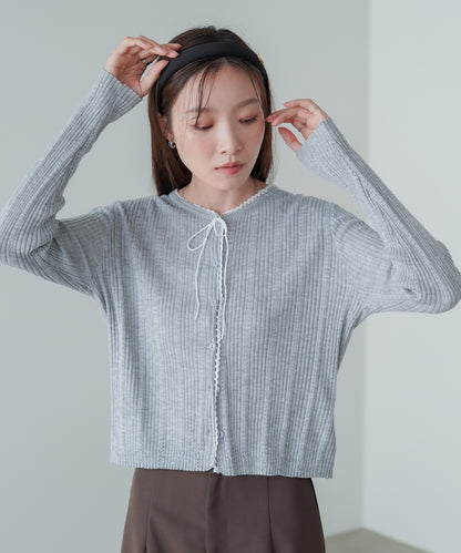 リボンカーディガン