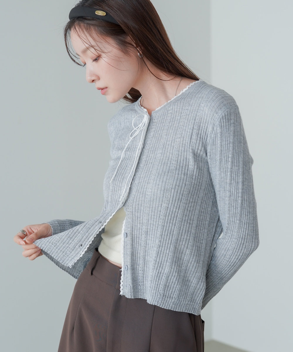 リボンカーディガン