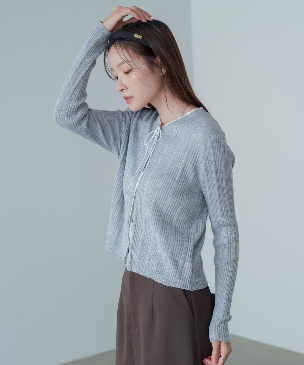 リボンカーディガン