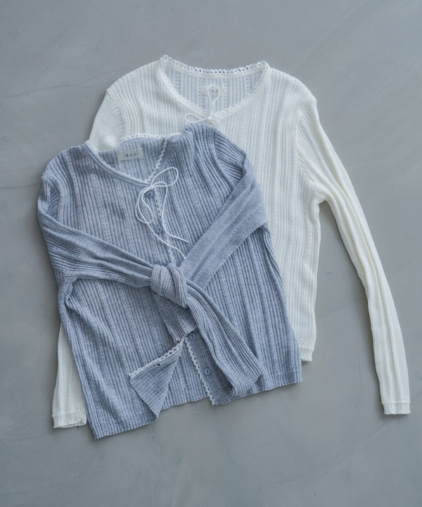 リボンカーディガン