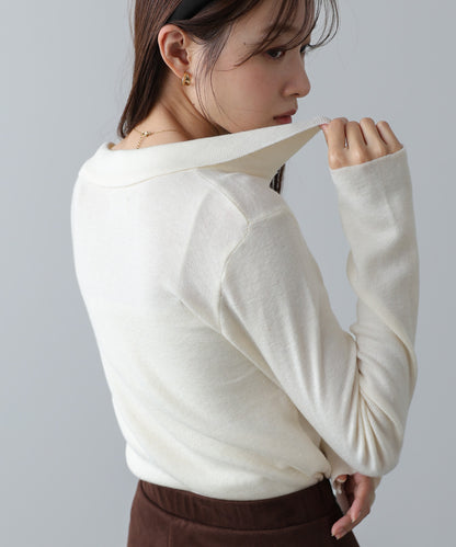 くるみボタンポロニット