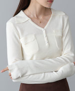 くるみボタンポロニット