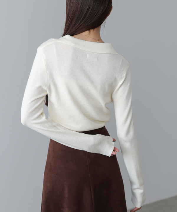 くるみボタンポロニット