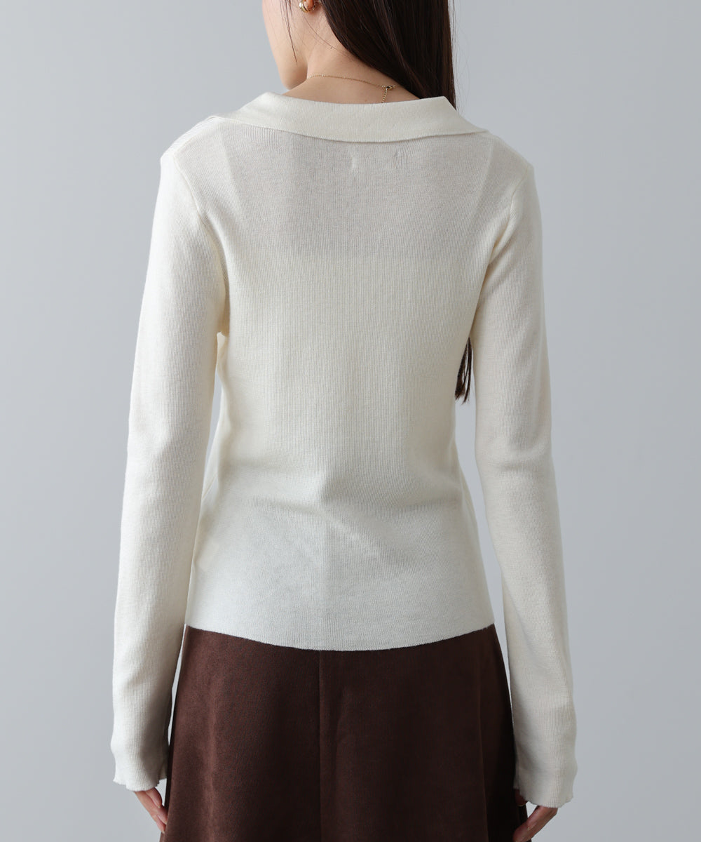 くるみボタンポロニット